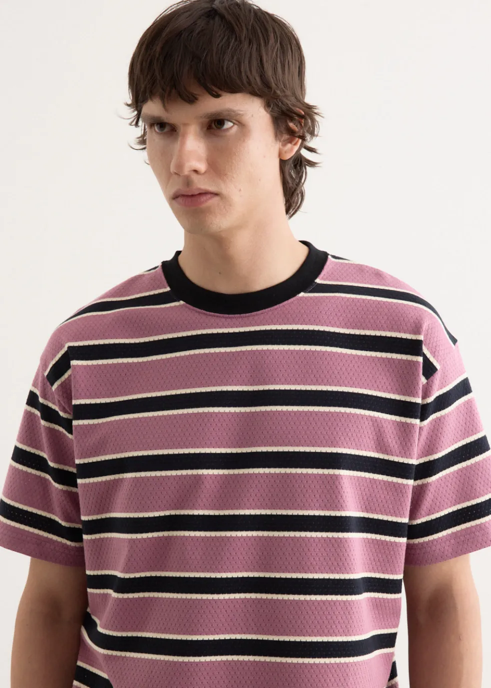 Mesh Border Stripe SS T-Shirt