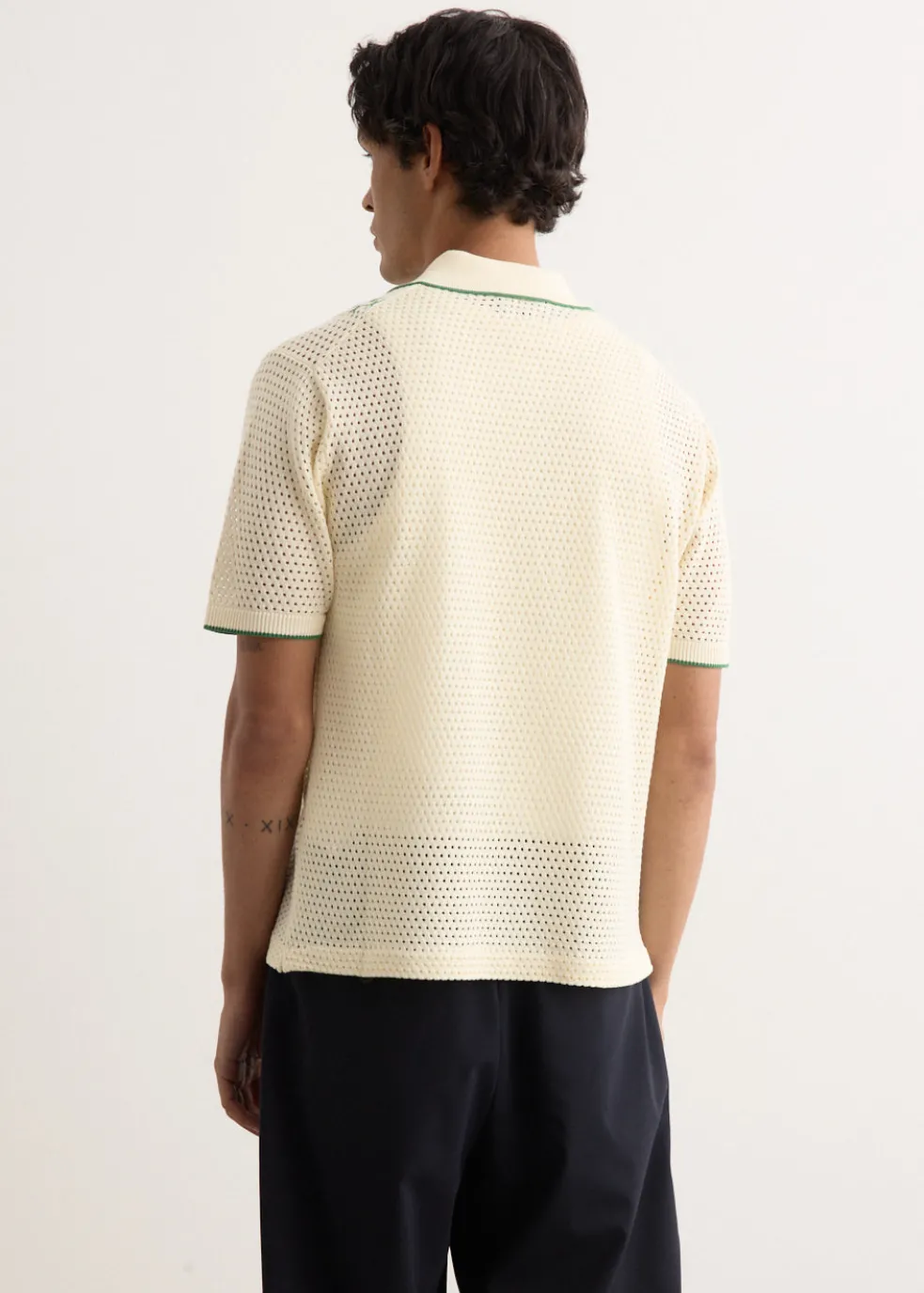 Mesh Stripe Knit Polo