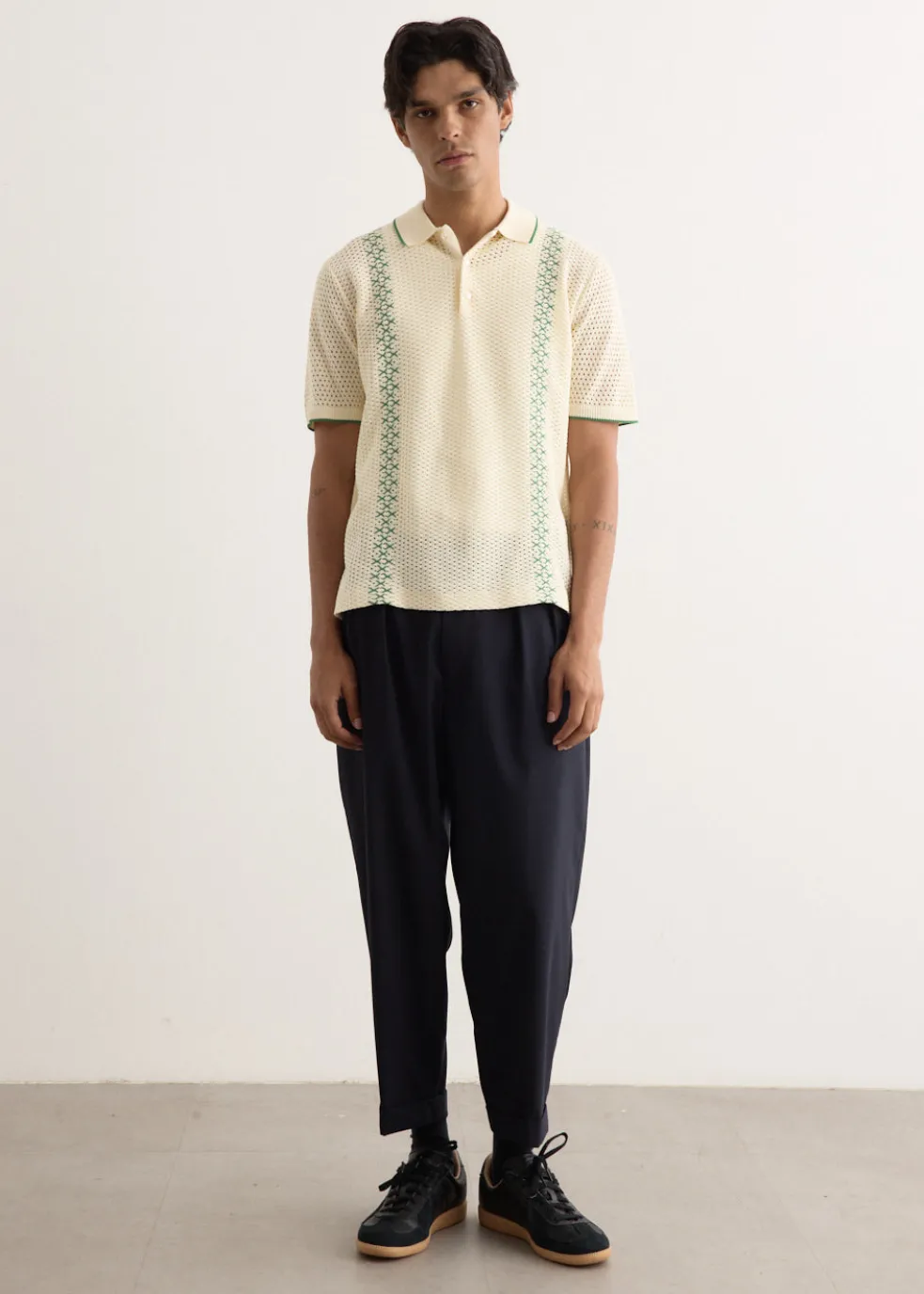 Mesh Stripe Knit Polo