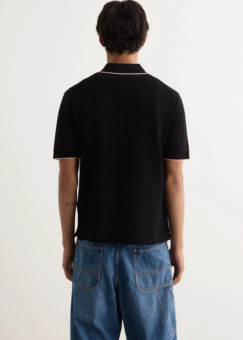 Mesh Stripe Knit Polo