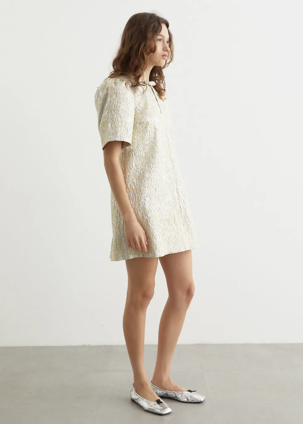 Metallic Cloque A-Shaped Mini Dress