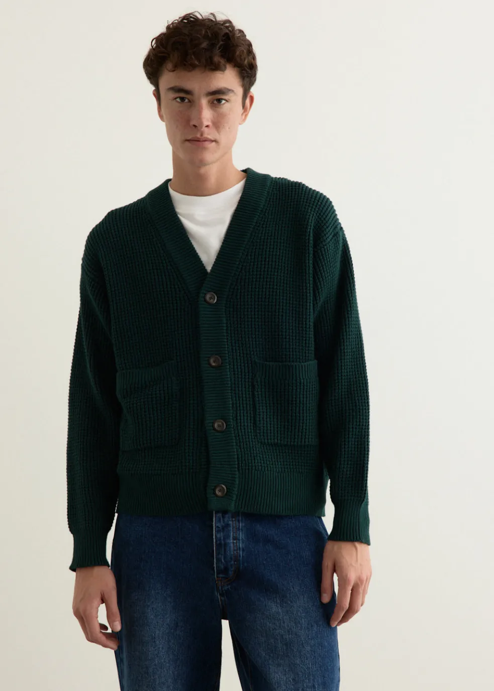 Michael Plaited Waffle Cardigan