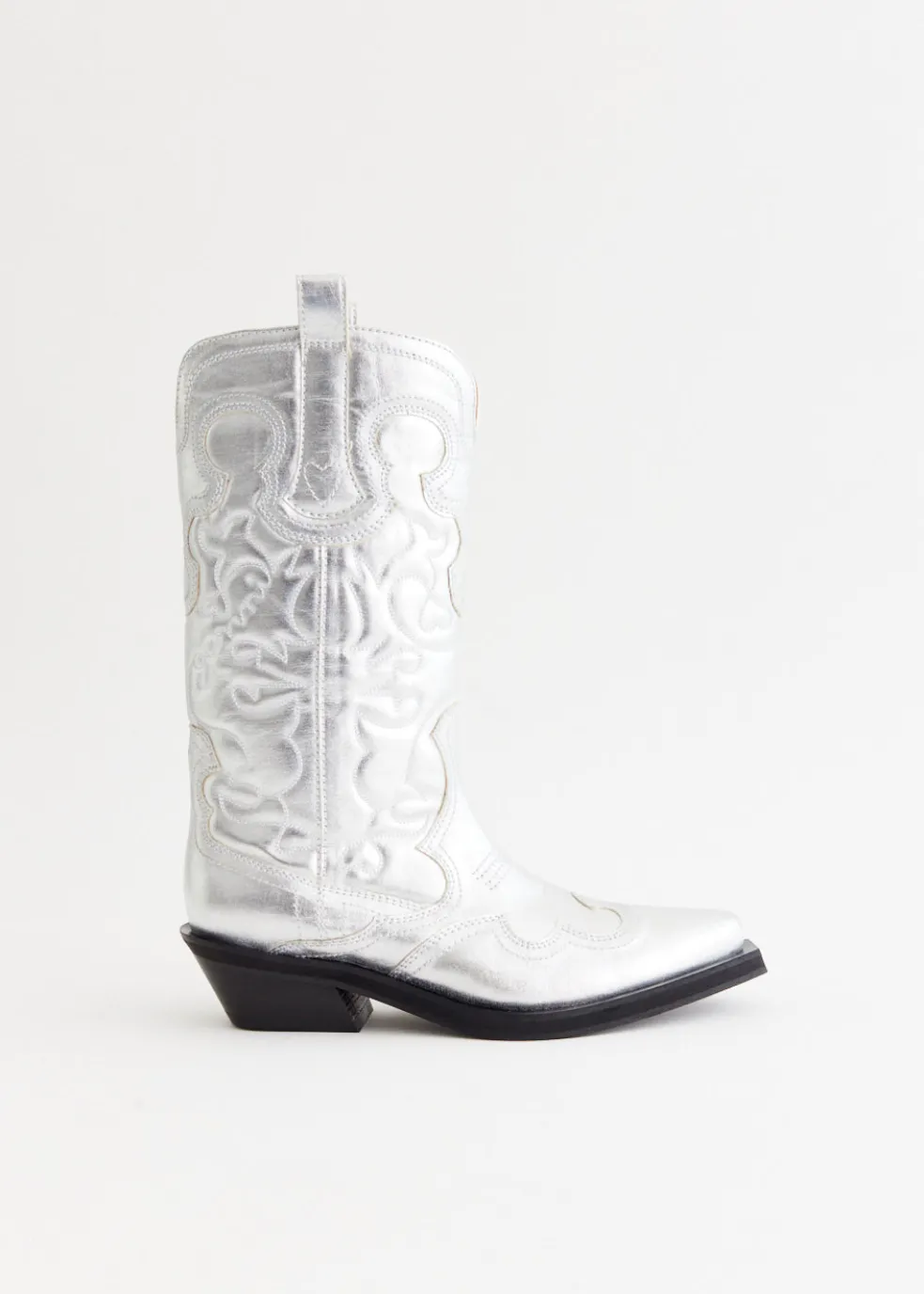 Mid Shaft Embroidered Western Boots