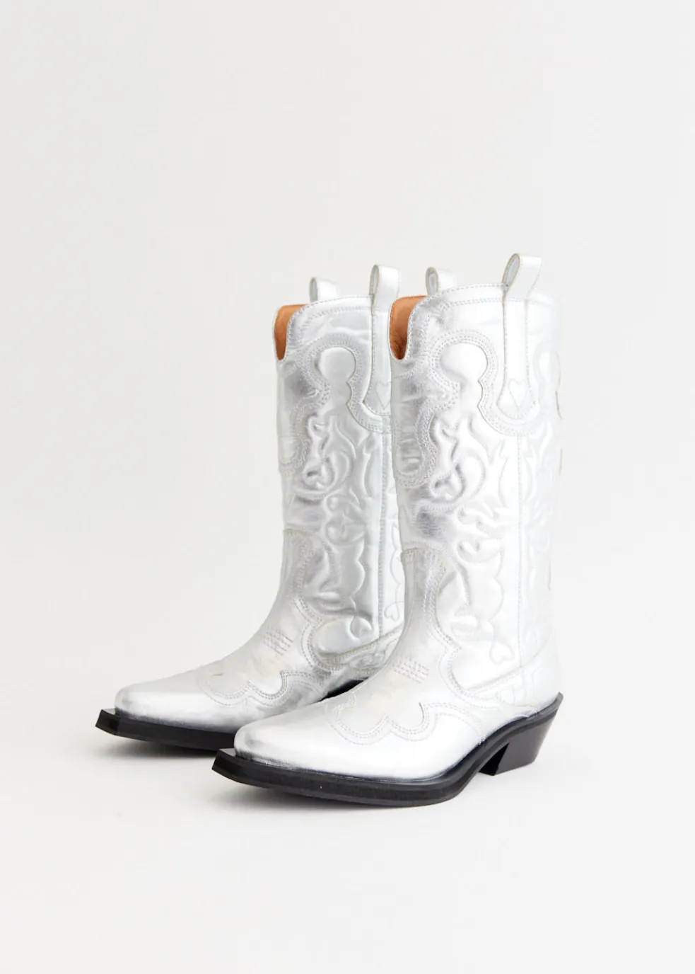 Mid Shaft Embroidered Western Boots