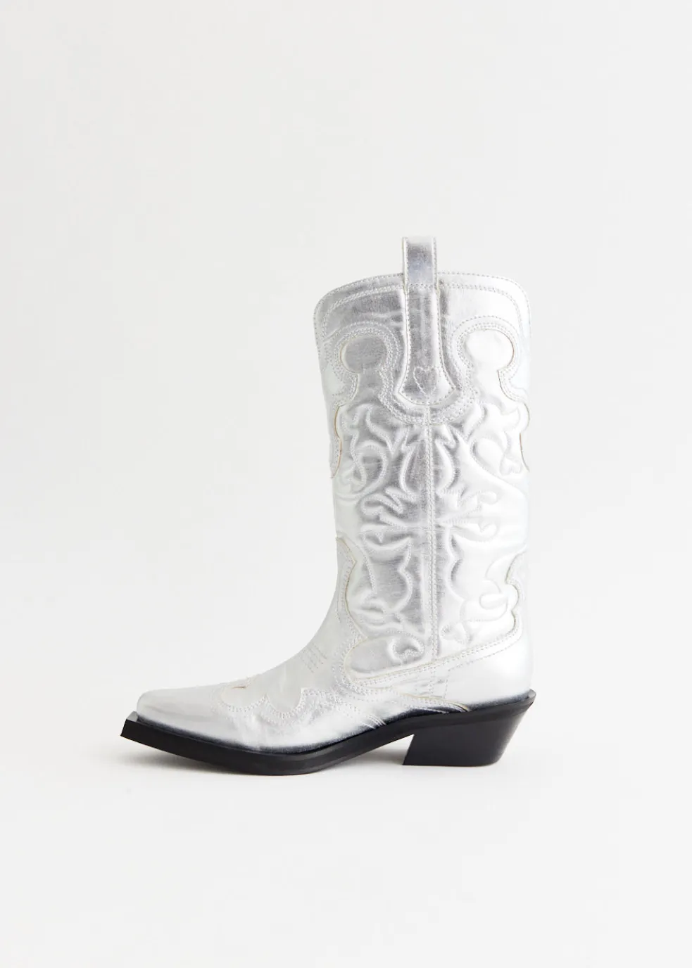 Mid Shaft Embroidered Western Boots