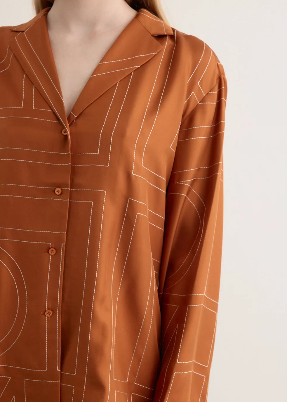 Monogram Silk Pj Top