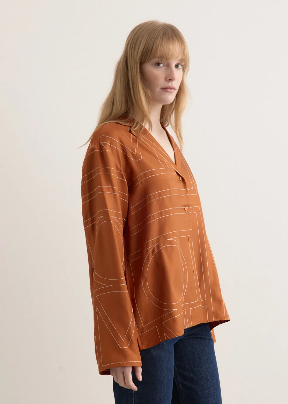 Monogram Silk Pj Top