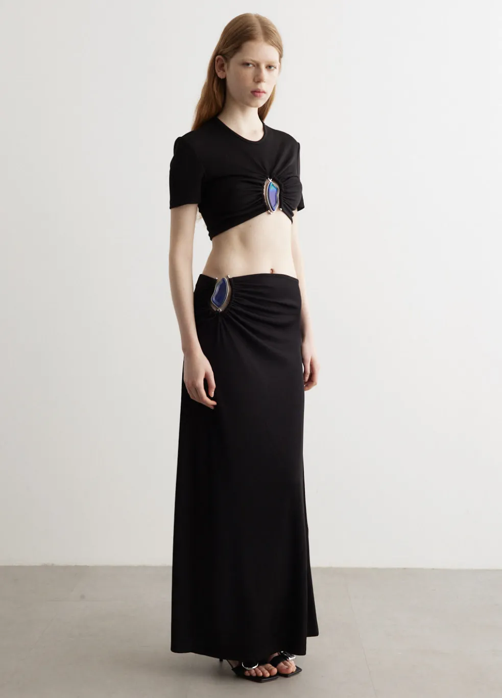 Moodstone Ruched Crop T-Shirt
