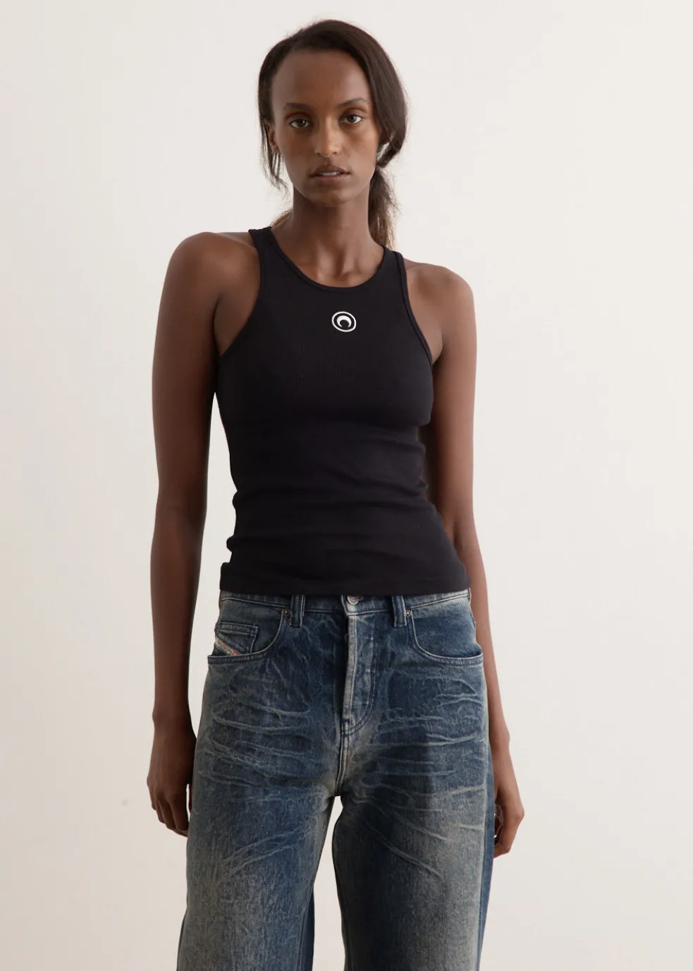 Moon Logo Ribbed Jersey Tank Top