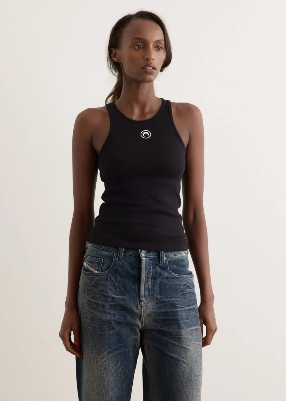 Moon Logo Ribbed Jersey Tank Top