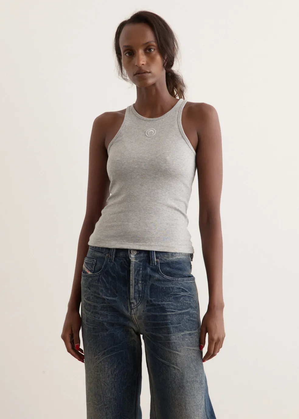 Moon Logo Ribbed Jersey Tank Top