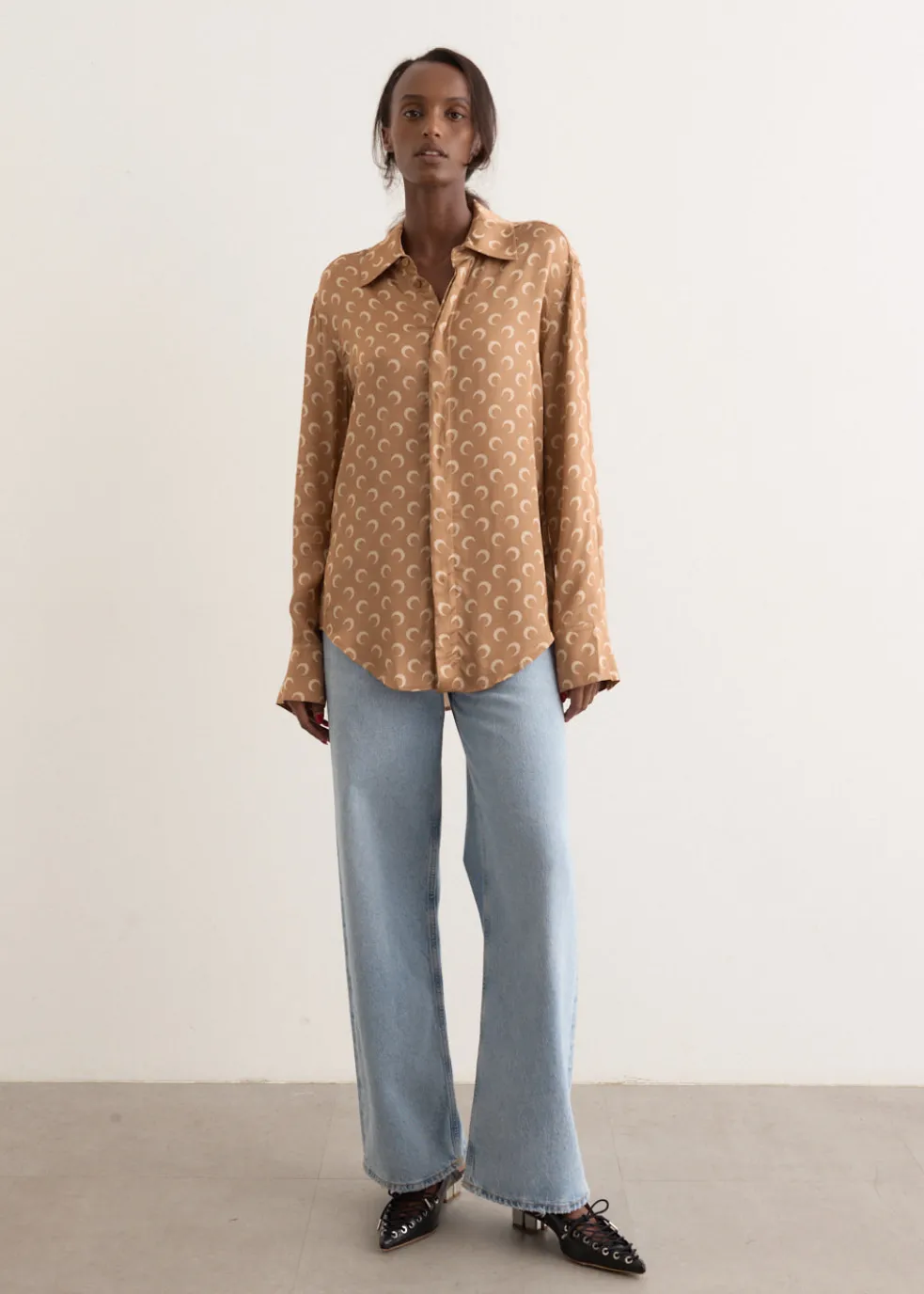 Moon Satin Button Down Shirt