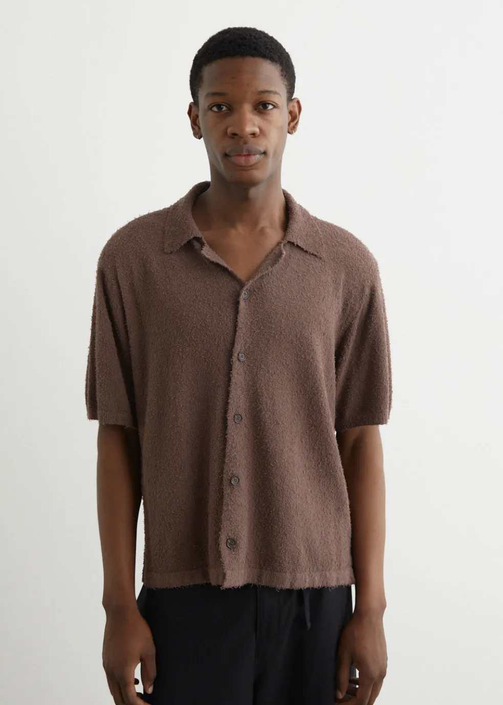 Nineteen Seventy Boucle Knit Short Sleeve Shirt
