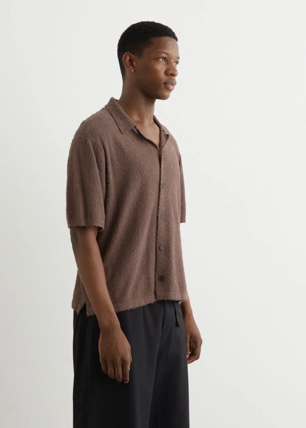 Nineteen Seventy Boucle Knit Short Sleeve Shirt