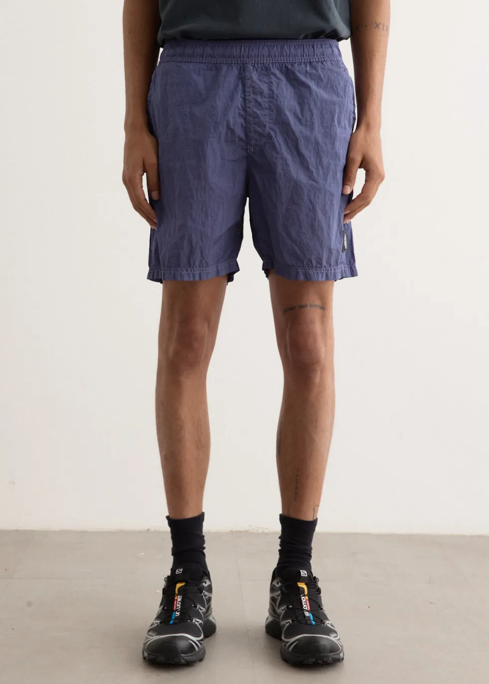 Nylon Metal Mid Length Swim Shorts