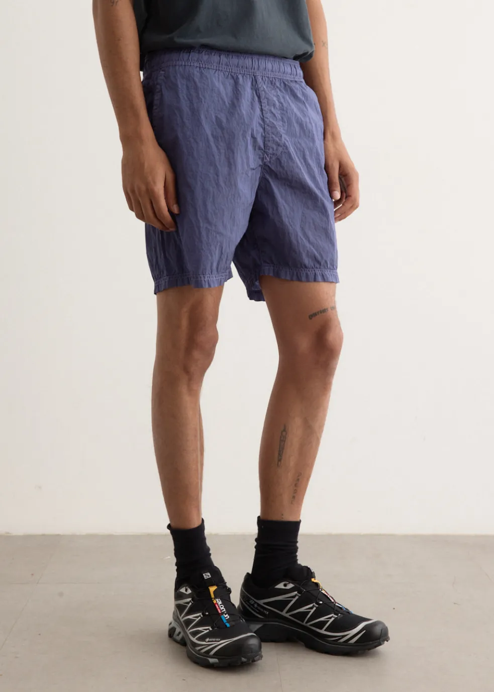 Nylon Metal Mid Length Swim Shorts