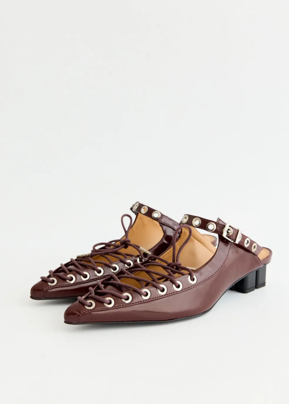 Oleatex Eyelets Lace Up Mules