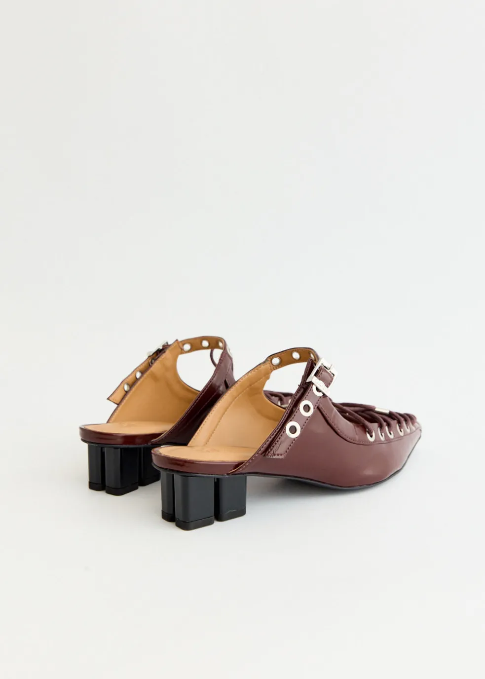 Oleatex Eyelets Lace Up Mules