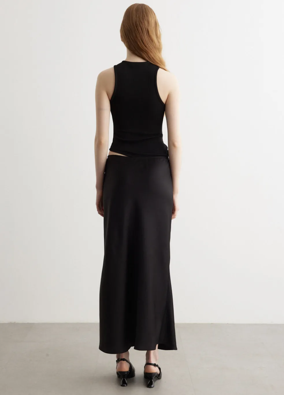 Open Twist Satin Tank Dress