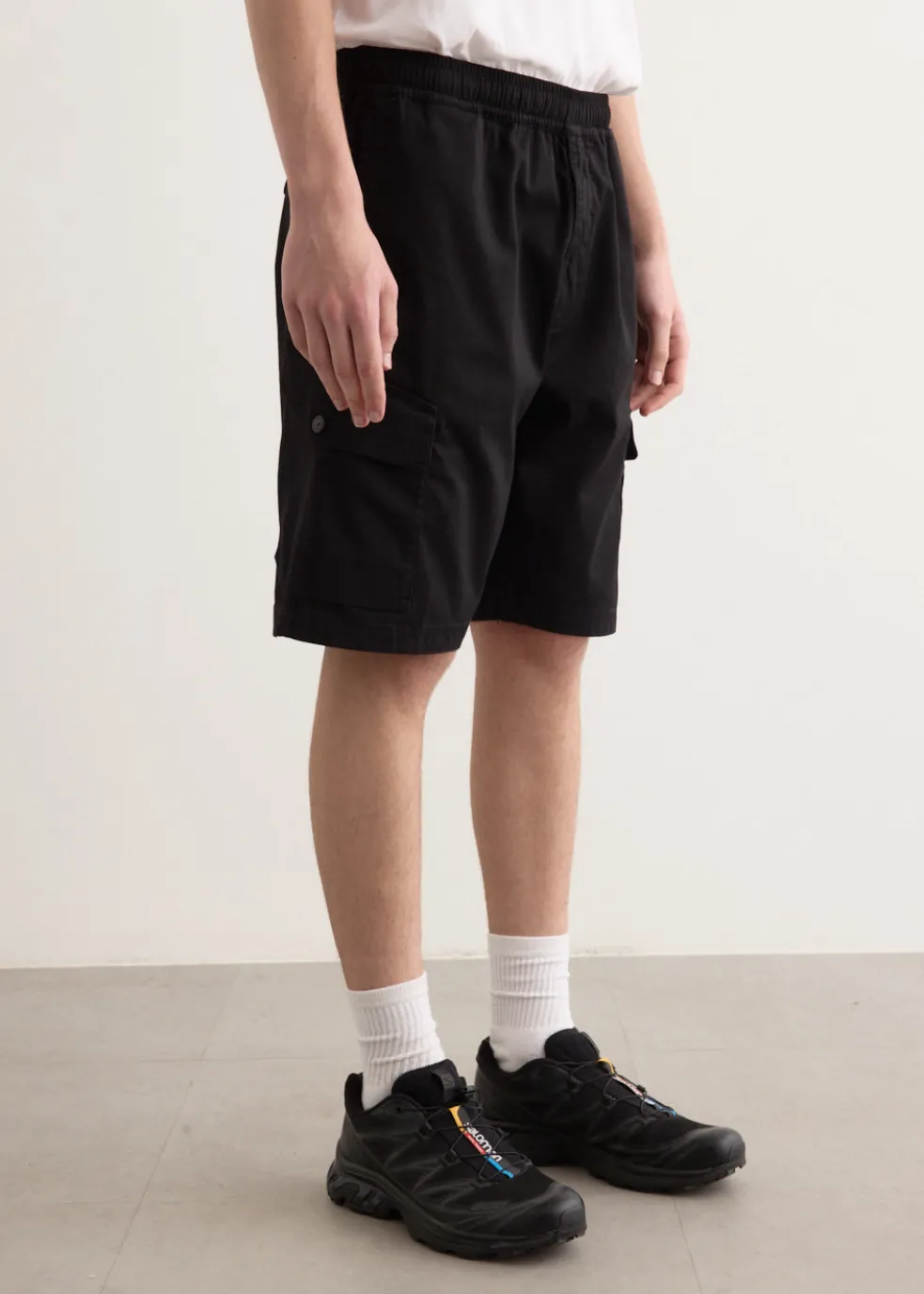Organic Stretch Cotton Satin Cargo Shorts