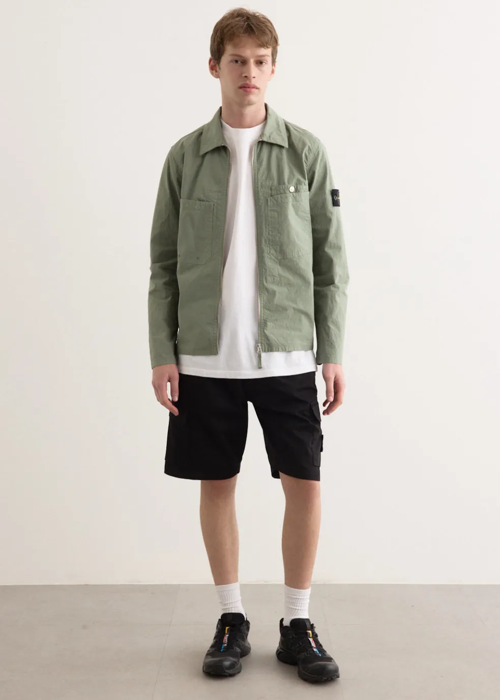 Organic Stretch Cotton Satin Cargo Shorts