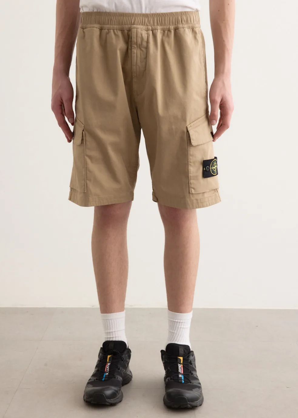 Organic Stretch Cotton Satin Cargo Shorts