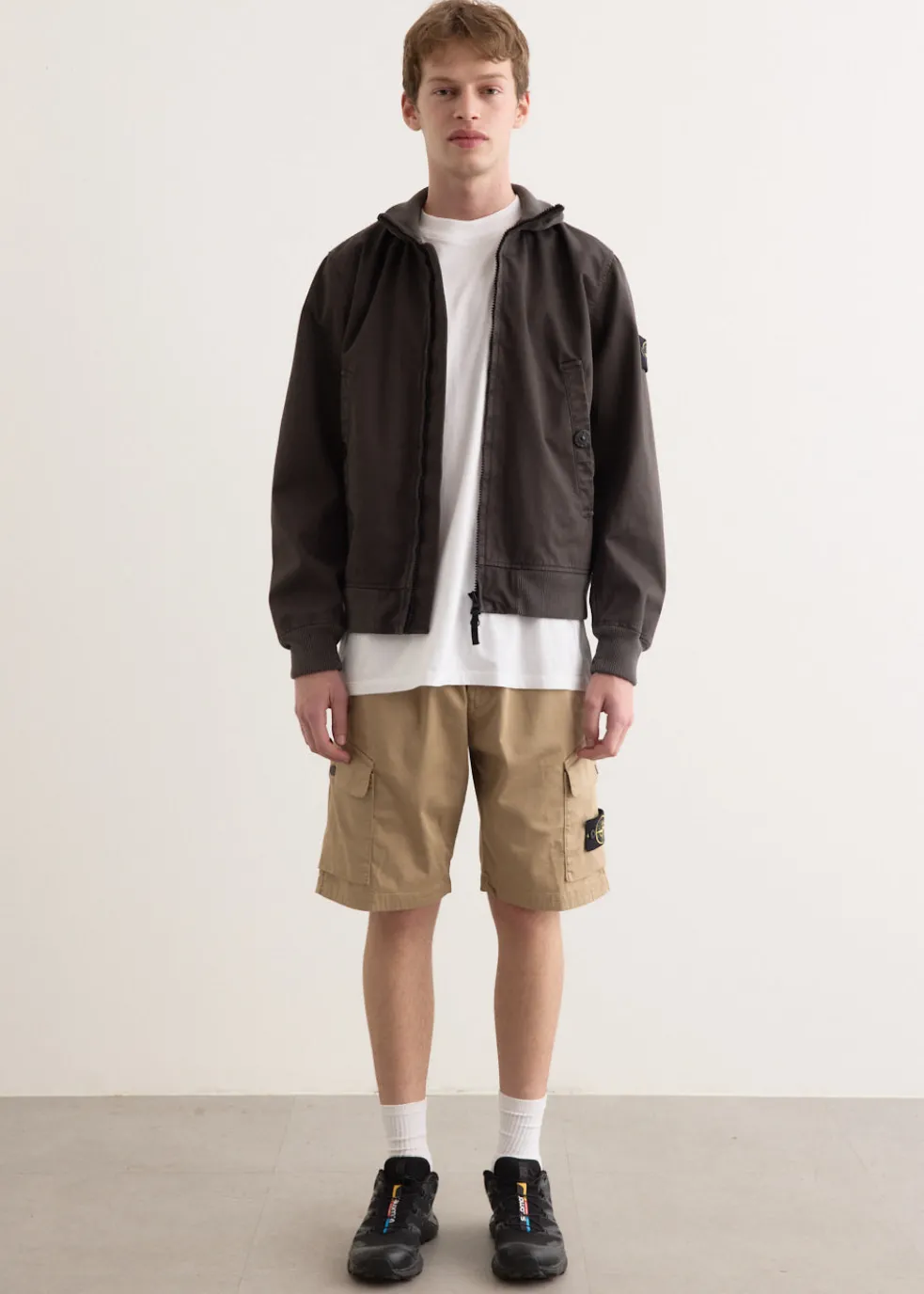 Organic Stretch Cotton Satin Cargo Shorts