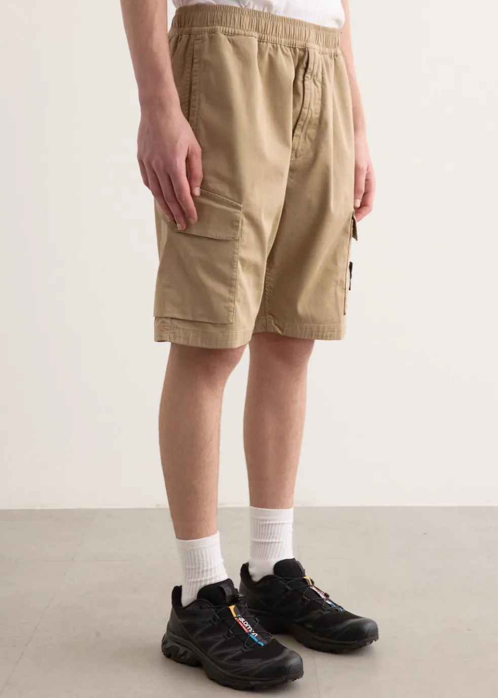 Organic Stretch Cotton Satin Cargo Shorts