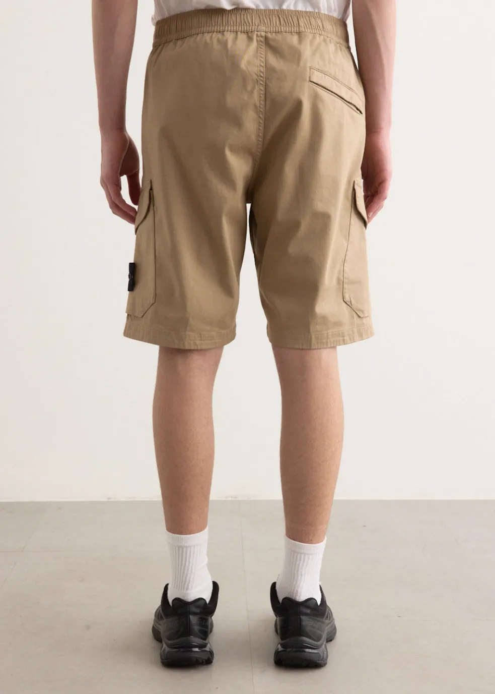 Organic Stretch Cotton Satin Cargo Shorts