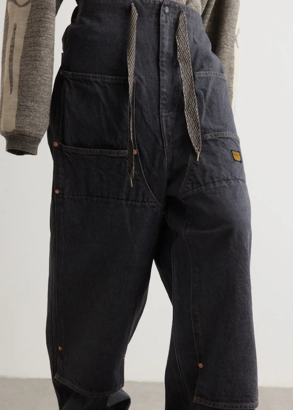 14oz BLKxECR Denim W-Knee EASY Baggy Pants