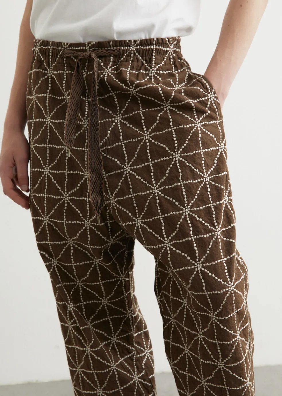 8oz Color Denim FOLK-DOJO Embroidery EASY Pants