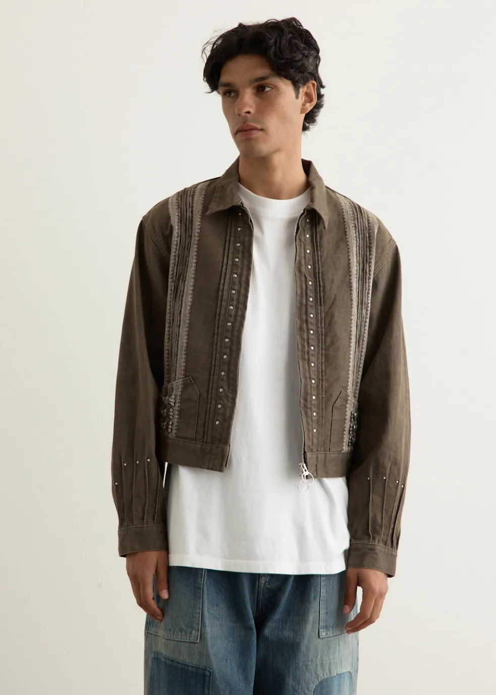 12oz YAGASURI Jacquard Denim Chimayo Drizzler JKT