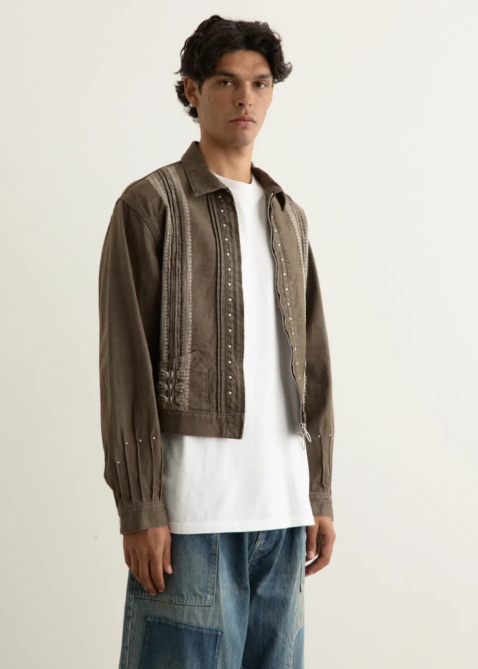 12oz YAGASURI Jacquard Denim Chimayo Drizzler JKT