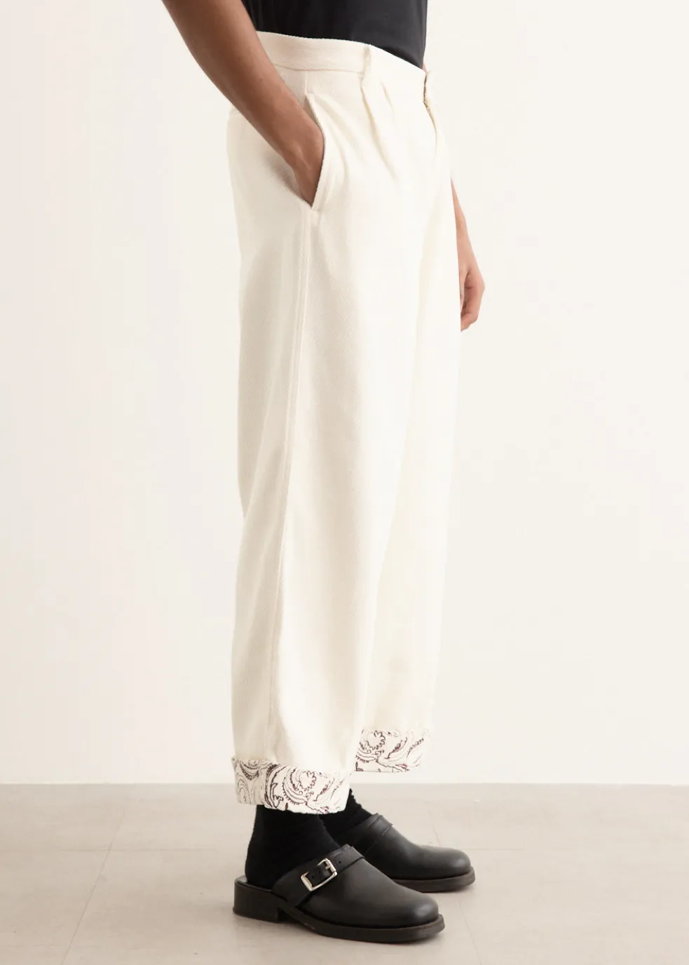 Paisley Embroidered Cuff Trousers