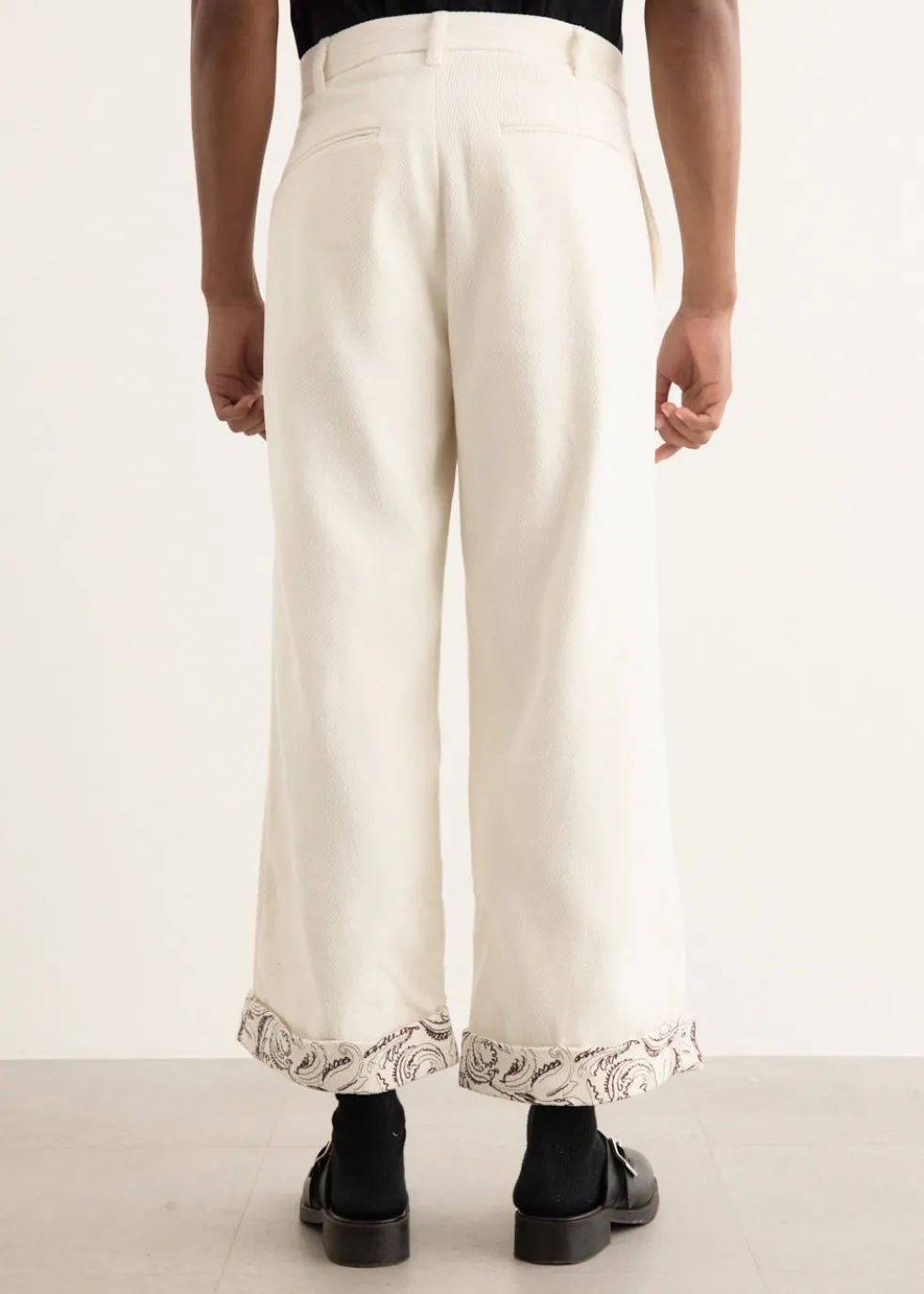 Paisley Embroidered Cuff Trousers