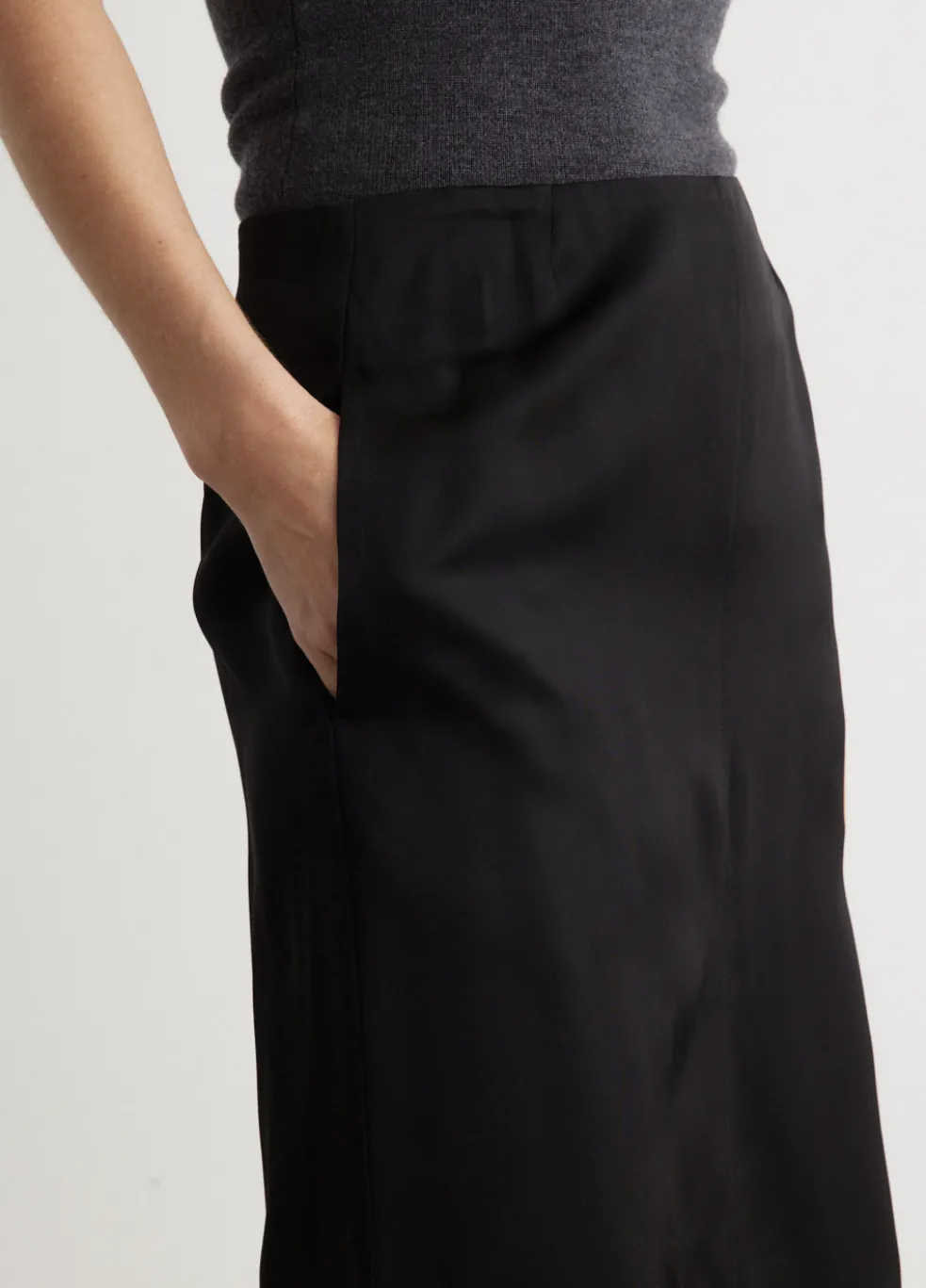 Paneled Satin Skirt