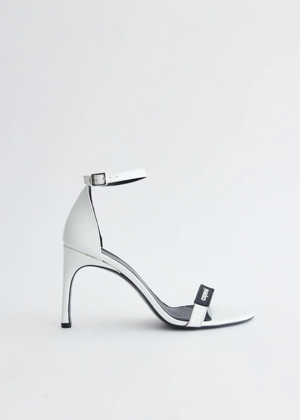 Patent Skinny Strap Logo Sandals