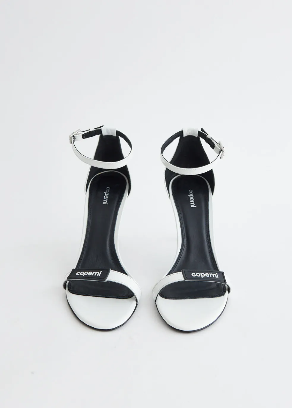 Patent Skinny Strap Logo Sandals