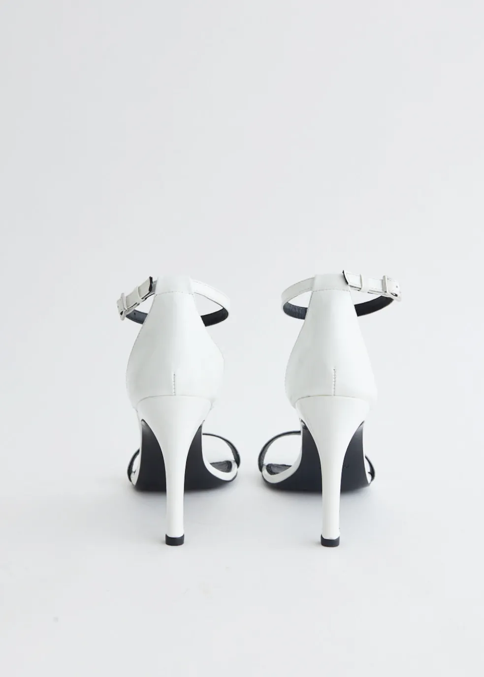 Patent Skinny Strap Logo Sandals