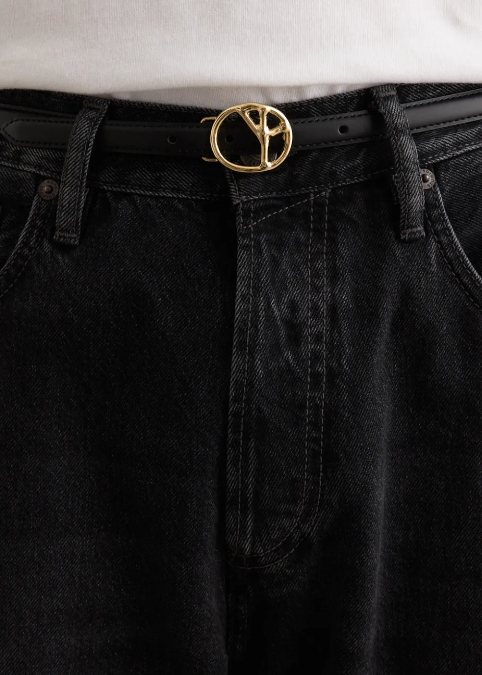 Peace Buckle Narrow Belt