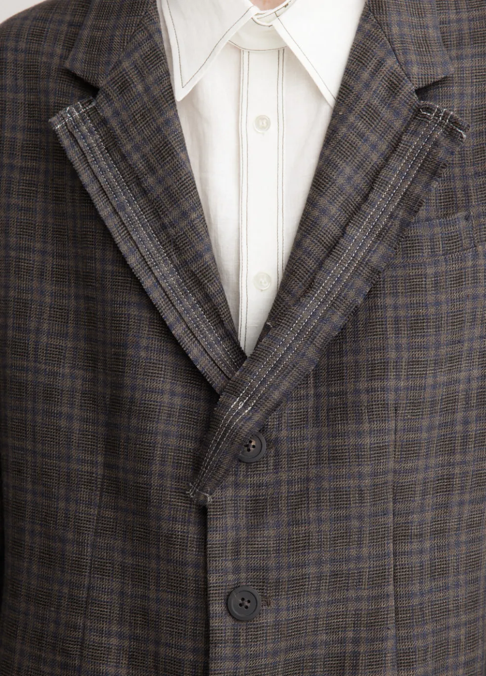Plaid Decorative Cloth 3 Buttons Jacket