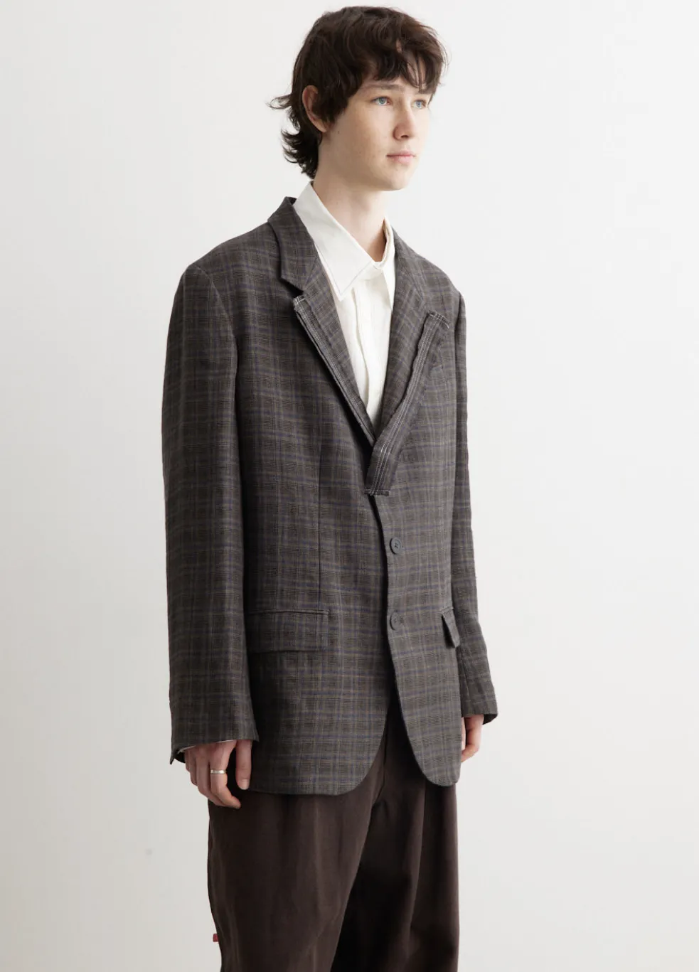 Plaid Decorative Cloth 3 Buttons Jacket
