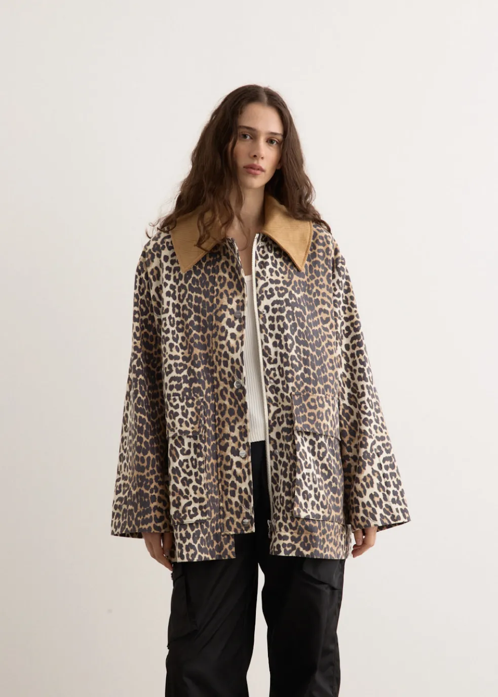 Printed Canvas Midi Jacket