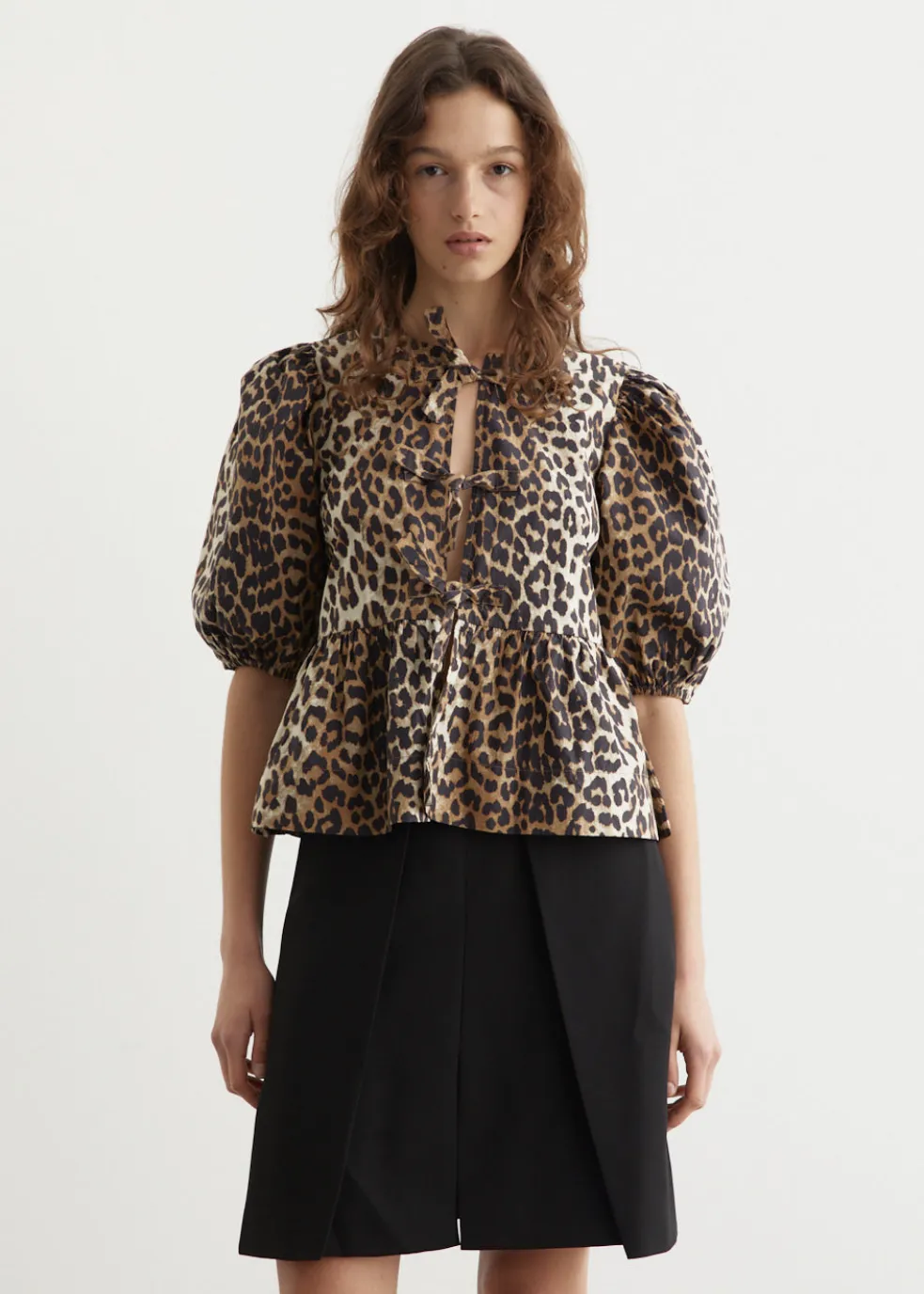 Printed Cotton Poplin Peplum Blouse
