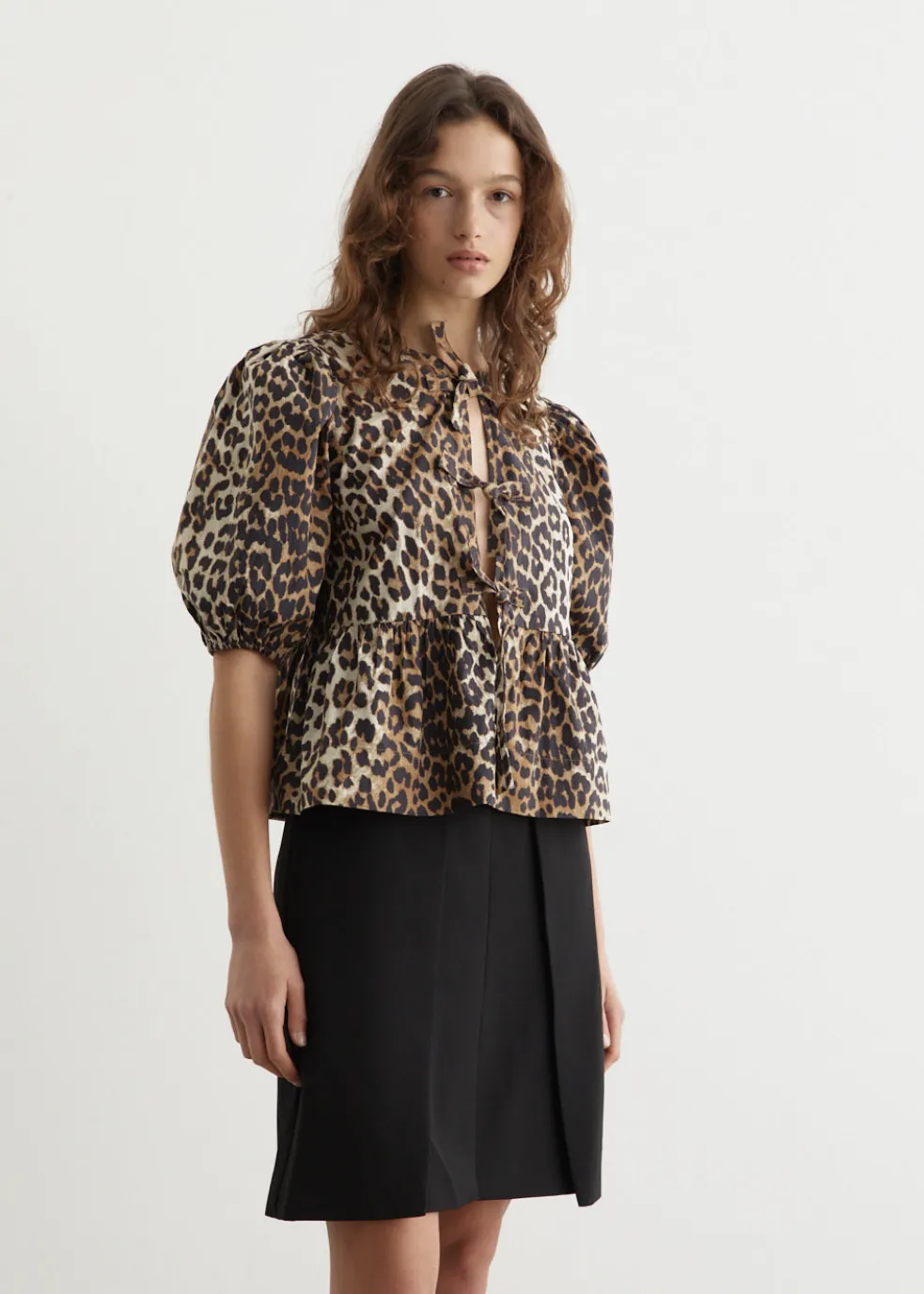 Printed Cotton Poplin Peplum Blouse