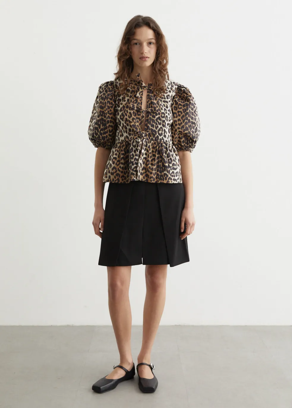 Printed Cotton Poplin Peplum Blouse