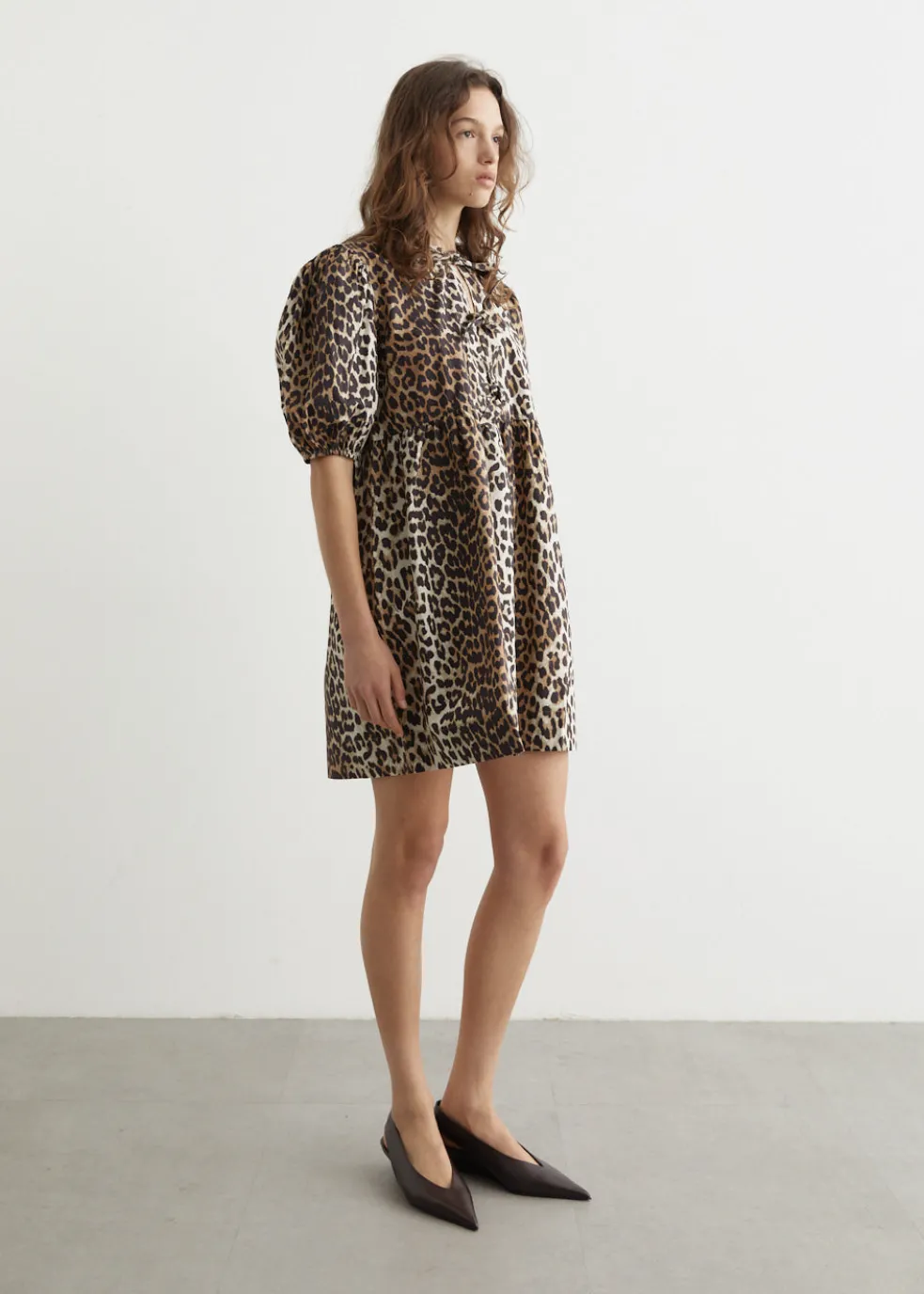 Printed Cotton Tie String Mini Dress