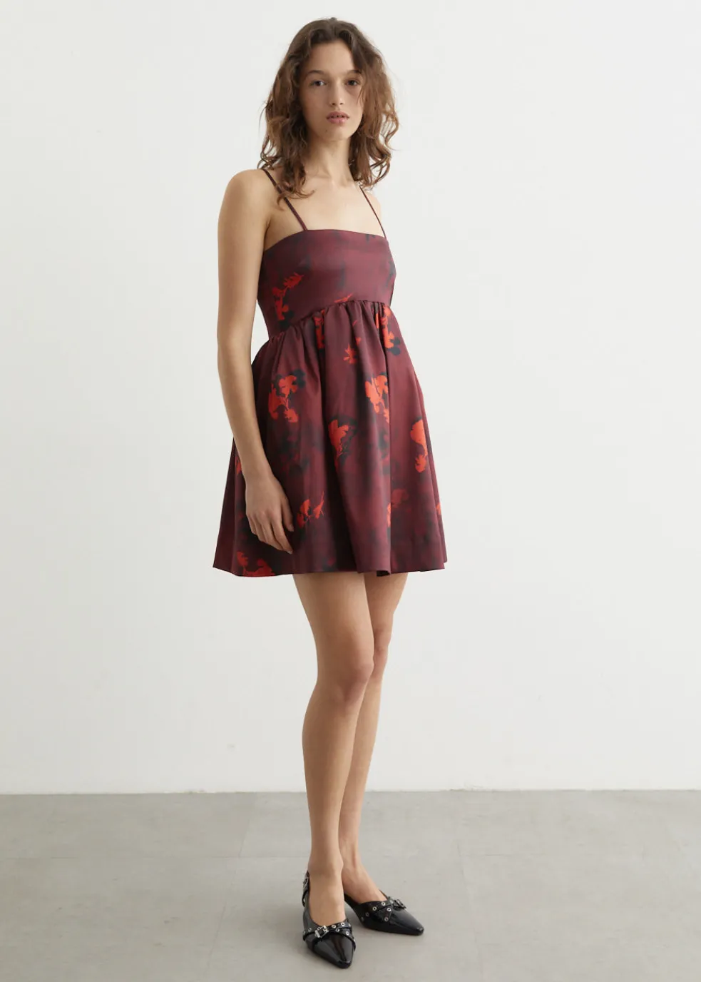 Printed Double Satin Strap Mini Dress