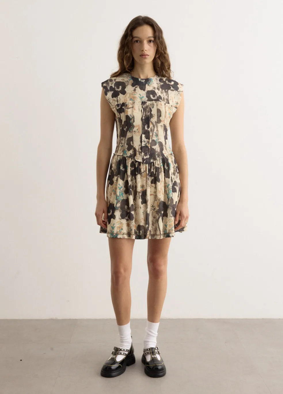 Printed Marl Mesh Corset Mini Dress