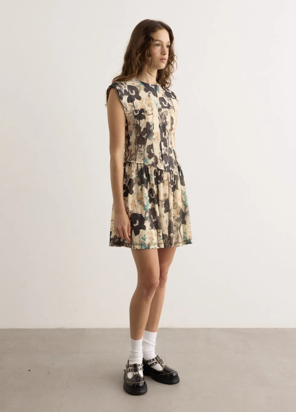 Printed Marl Mesh Corset Mini Dress